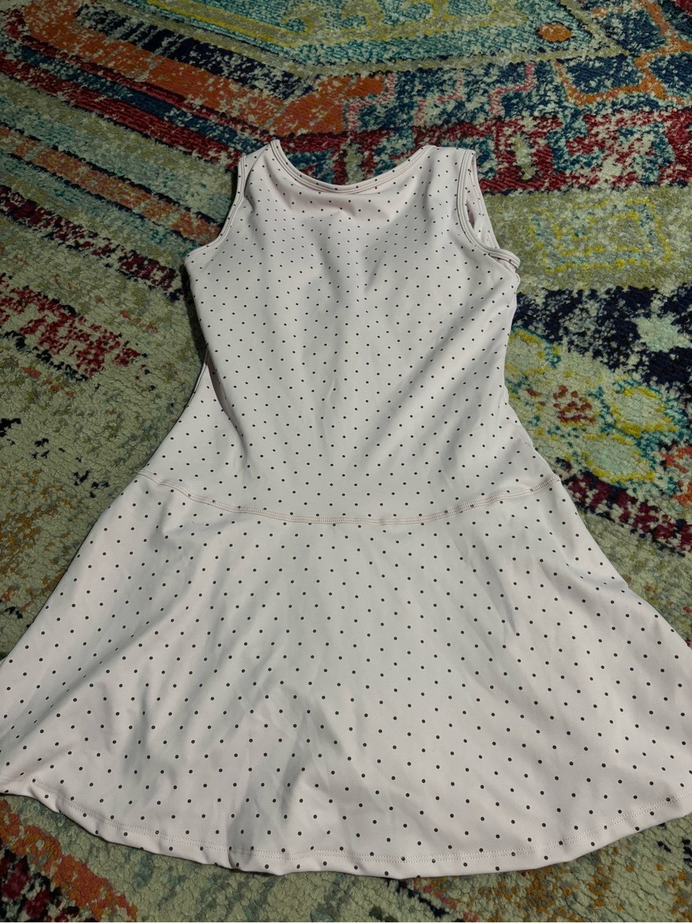 NWT Boutique Tank Pink Mini Tennis Dress with Black Polka Dots Drop Waist